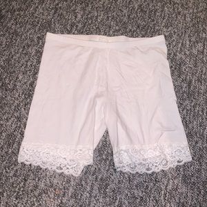 Forever 21 Plus White Lace-Trim Bike Shorts
